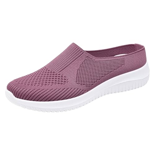 VBEDKDEB Orthopädische Schuhe Damen, Frauen Plateau Hausschuhe Clogs Lässig Walking Sneaker Slip On Slipper Pantoletten Mules Freizeitschuhe Sommer Bequem rutschfest Schlupfschuhe (X-D-Purple, 44) von VBEDKDEB