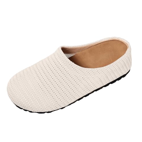VBEDKDEB Orthopädische Schuhe Damen, Frauen Plateau Hausschuhe Clogs Lässig Walking Sneaker Slip On Slipper Pantoletten Mules Freizeitschuhe Sommer Bequem rutschfest Schlupfschuhe (X-E-Beige, 37) von VBEDKDEB