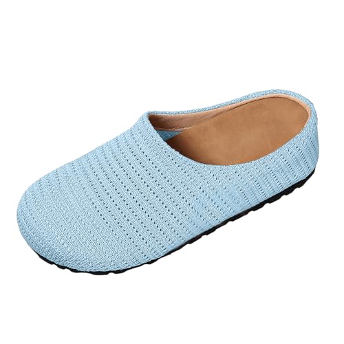 VBEDKDEB Orthopädische Schuhe Damen, Frauen Plateau Hausschuhe Clogs Lässig Walking Sneaker Slip On Slipper Pantoletten Mules Freizeitschuhe Sommer Bequem rutschfest Schlupfschuhe (X-E-Sky Blue, 39) von VBEDKDEB