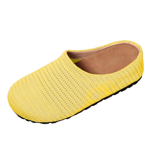 VBEDKDEB Orthopädische Schuhe Damen, Frauen Plateau Hausschuhe Clogs Lässig Walking Sneaker Slip On Slipper Pantoletten Mules Freizeitschuhe Sommer Bequem rutschfest Schlupfschuhe (X-E-Yellow, 40) von VBEDKDEB