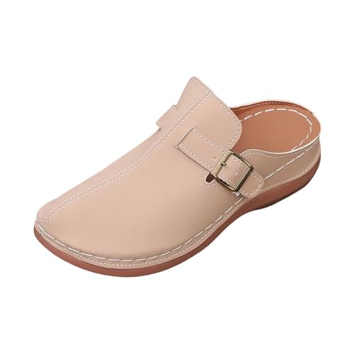 VBEDKDEB Orthopädische Schuhe Damen, Frauen Plateau Hausschuhe Clogs Lässig Walking Sneaker Slip On Slipper Pantoletten Mules Freizeitschuhe Sommer Bequem rutschfest Schlupfschuhe (X-F-Khaki, 39) von VBEDKDEB