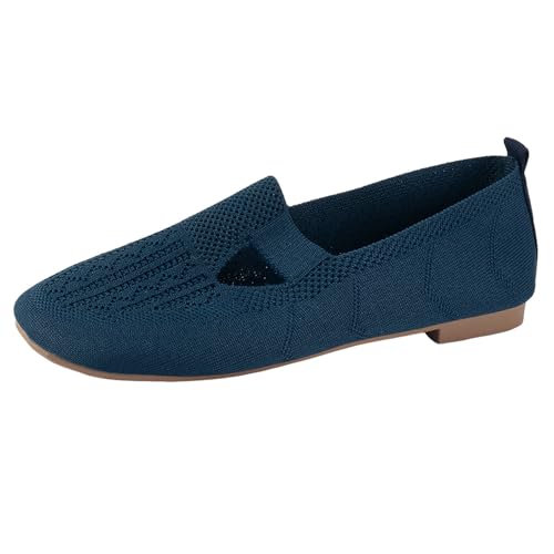 VBEDKDEB Slip On Sneakers Damen Freizeitschuhe Slipper Bequeme und modische Freizeitschuhe für Damen mit flachem Zehenbereich niedrigem Absatz Trachtenschuhe Damen (Navy, 40) von VBEDKDEB