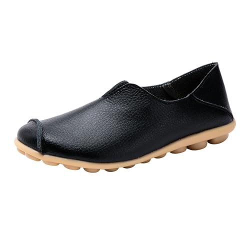 VBEDKDEB Slip On Sneakers Damen Slipper Freizeitschuhe Bequeme Musikschuhe Farbe Freizeit Single Damenschuhe Leder Solide Flache Damen Freizeitschuhe Bootsschuhe Damen (44) von VBEDKDEB