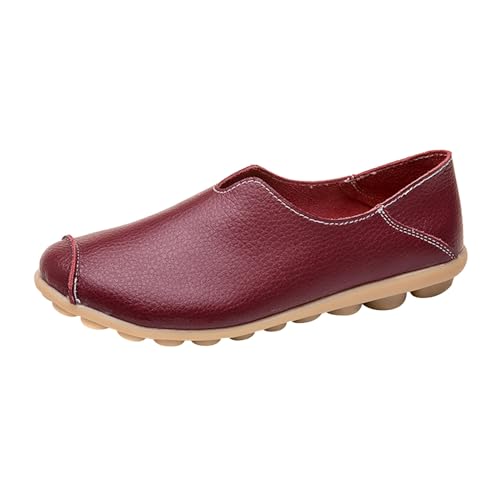 VBEDKDEB Slip On Sneakers Damen Slipper Freizeitschuhe Bequeme Musikschuhe Farbe Freizeit Single Damenschuhe Leder Solide Flache Damen Freizeitschuhe Bootsschuhe Damen (46) von VBEDKDEB