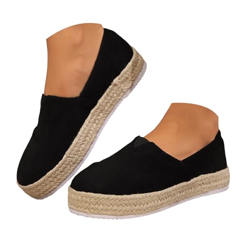 VBEDKDEB Slip On Sneakers Damen Slipper Freizeitschuhe Damen Freizeitschuhe Seilboden Wildleder Einzelschuhe Dickbesohlte Modische Loafer Elevateshoes (38) von VBEDKDEB