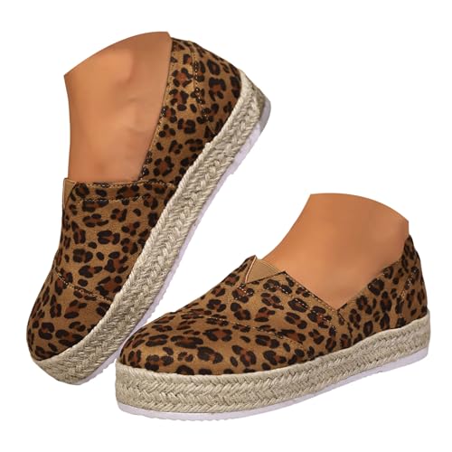 VBEDKDEB Slip On Sneakers Damen Slipper Freizeitschuhe Damen Freizeitschuhe Seilboden Wildleder Einzelschuhe Dickbesohlte Modische Loafer Elevateshoes (Coffee, 41) von VBEDKDEB