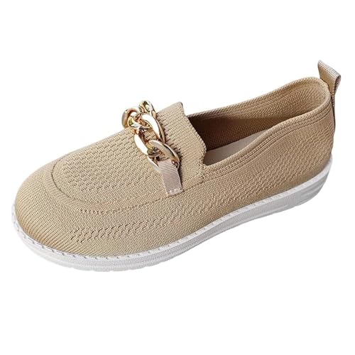 VBEDKDEB Slip On Sneakers Damen Slipper Freizeitschuhe Modische und Bequeme atmungsaktive Freizeitschuhe mit Flacher Sohle für Damen Gymnastikschuhe Damen (Yellow, 39) von VBEDKDEB