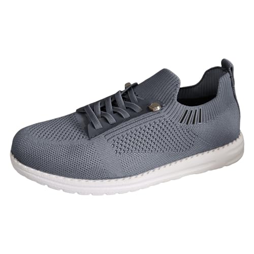 VBEDKDEB Sneaker Damen Freizeitschuhe Laufschuhe Turnschuhe Lässige, einfarbige, atmungsaktive Mesh Schnürschuhe in Übergröße Damen Laufschuhe (Grey, 37) von VBEDKDEB