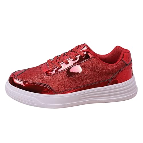 VBEDKDEB Sneaker Damen Freizeitschuhe Slip on Laufschuhe Trendy Low Freizeitschuhe für Damen Golfschuhe Damen (Red, 42) von VBEDKDEB