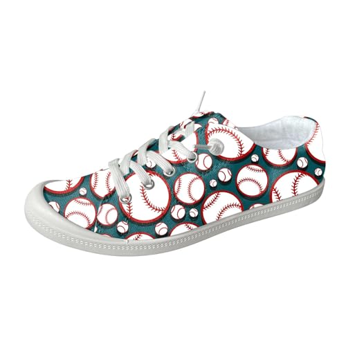 VBEDKDEB Sneaker Damen Freizeitschuhe Slipper Laufschuhe Flache Freizeit Sneaker für Damen mit Baseball Aufdruck, Freizeitschuhe, modische Schuhe Damen Arbeitsschuhe (Green, 37) von VBEDKDEB