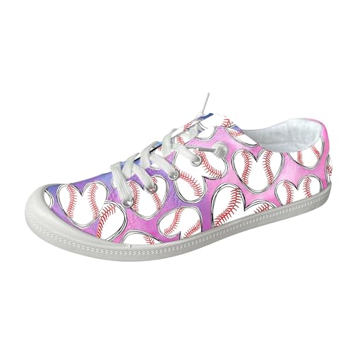 VBEDKDEB Sneaker Damen Freizeitschuhe Slipper Laufschuhe Flache Freizeit Sneaker für Damen mit Baseball Aufdruck, Freizeitschuhe, modische Schuhe Damen Arbeitsschuhe (Purple, 42) von VBEDKDEB