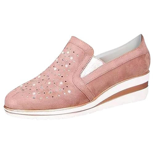 VBEDKDEB Sneaker Damen Laufschuhe Freizeitschuhe Slipper Große Größen Damenschuhe mit größer werdender Höhe Sommerschuhe Damen Bequem (38) von VBEDKDEB