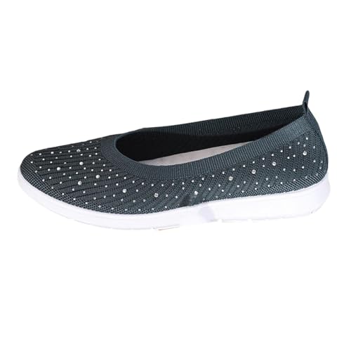 VBEDKDEB Sneaker Damen Laufschuhe Slip on Freizeitschuhe レディースファッショナブルなスリッポンフラットカジュアルシューズ Schuhe Damen Schwarz (Blue, 39) von VBEDKDEB