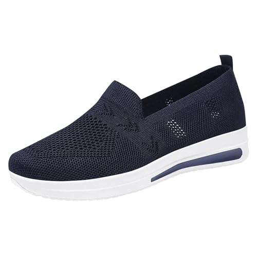 VBEDKDEB Sneaker Damen Laufschuhe Slipper Sportschuhe Damen Freizeitschuhe Slip Atmungsaktiv Leichte Mesh Wanderschuhe Sportschuhe Damen (Dark Blue, 41) von VBEDKDEB