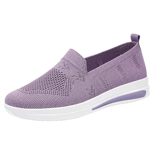 VBEDKDEB Sneaker Damen Laufschuhe Slipper Sportschuhe Damen Freizeitschuhe Slip Atmungsaktiv Leichte Mesh Wanderschuhe Sportschuhe Damen (Purple, 38) von VBEDKDEB