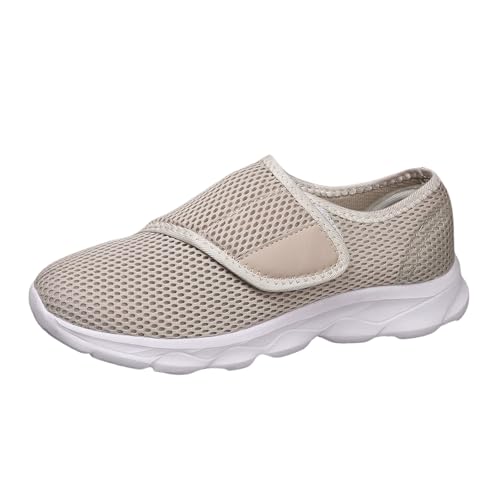 VBEDKDEB Sneaker Damen Laufschuhe Slipper Sportschuhe Hohle Mesh Damenschuhe, Flache Freizeitschuhe, große Sportschuhe, niedrige, Bequeme Schuhe Sneaker Damen Schwarz Elegant (Khaki, 39) von VBEDKDEB