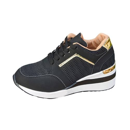VBEDKDEB Sneaker Damen Laufschuhe Sportschuhe Slipper Damenmode Keilabsatz Dicke Sohle Sport Freizeitschuhe Atmungsaktiv Große Größe Leichte Laufschuhe Sportschuhe Sneakers Weiss Damen (43) von VBEDKDEB