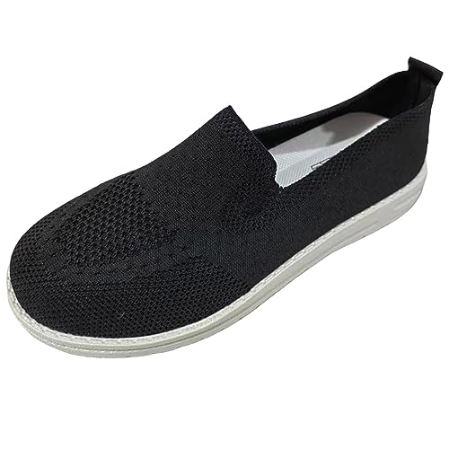 VBEDKDEB Sneaker Damen Laufschuhe Sportschuhe Slipper Modische, einfarbige, atmungsaktive, gestrickte Mesh Sportschuhe mit flachem Boden Schlupfschuhe Damen (42) von VBEDKDEB