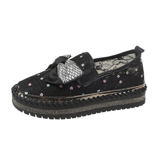 VBEDKDEB Sneaker Damen Laufschuhe Sportschuhe Slipper Strass Pailletten dekorative Mesh Schleife mit Dicker Sohle, lässige Einzelschuhe Tennisschuhe Damen Sandplatz (40) von VBEDKDEB