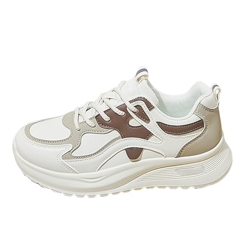 VBEDKDEB Sneaker Damen Laufschuhe Sportschuhe Turnschuhe Mode Schnürschuh Laufschuh Casual Max Dämpfung Walking Sneaker Damen Braun (Brown, 40) von VBEDKDEB