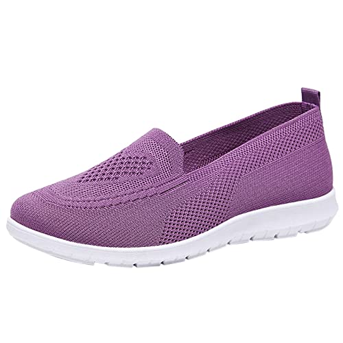 VBEDKDEB Sneaker Damen Laufschuhe Turnschuhe Slipper Damen Turnschuhe bequem Mode lässig atmungsaktiv leicht einfarbig Winter Damen Sneaker Schwarz (Purple, 39) von VBEDKDEB
