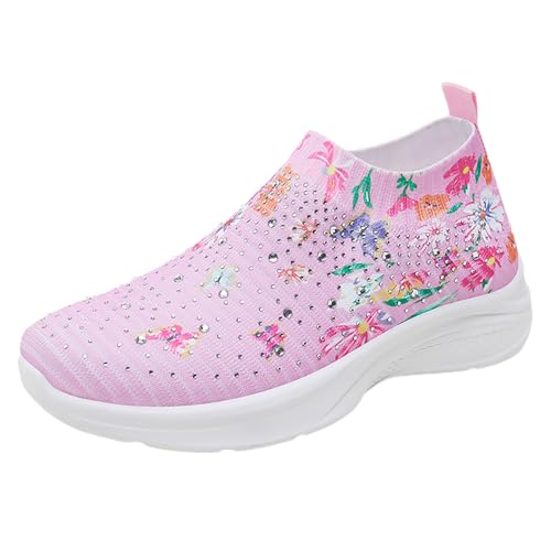 VBEDKDEB Sneaker Damen Laufschuhe Turnschuhe Sportschuhe Damenmode Trend Fly Weave One Foot Steigbügel Strass Sockenschuhe Freizeitschuhe Turnschuhe (39) von VBEDKDEB