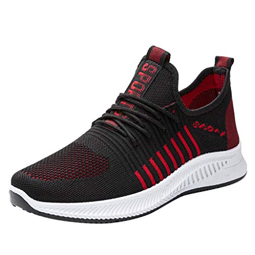 VBEDKDEB Sneaker Damen Laufschuhe Turnschuhe Sportschuhe Paar Outdoor Mesh Freizeit Laufschuhe Schnürung atmungsaktive Bergsteiger Sneakers Weiße Turnschuhe Damen (Red, 44) von VBEDKDEB