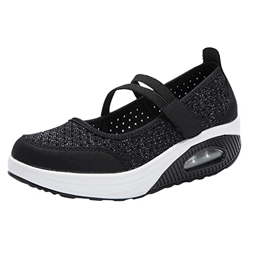 VBEDKDEB Sneaker Damen Laufschuhe Turnschuhe Sportschuhe Slip On Breathe Mesh Wanderschuhe Wedge Platform Loafers Fitness Schuhe Damen Gym (37) von VBEDKDEB