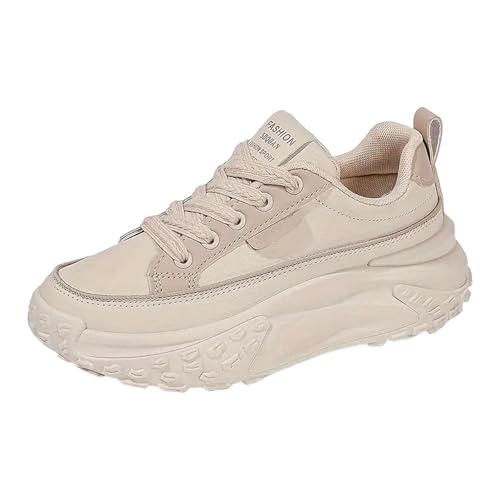 VBEDKDEB Sneaker Damen Slip on Freizeitschuhe Slipper Modische und Trendige Sport Freizeitschuhe für Damen in Patchwork Farben mit Dicker Sohle Sicherheitsschuhe Damen (Beige, 39) von VBEDKDEB