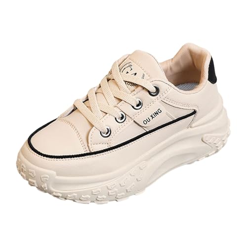 VBEDKDEB Sneaker Damen Slip on Laufschuhe Freizeitschuhe Modische Freizeitschuhe mit Dicker Sohle und erhöhter Sportsohle Elegante Sneaker Damen (Khaki, 36) von VBEDKDEB