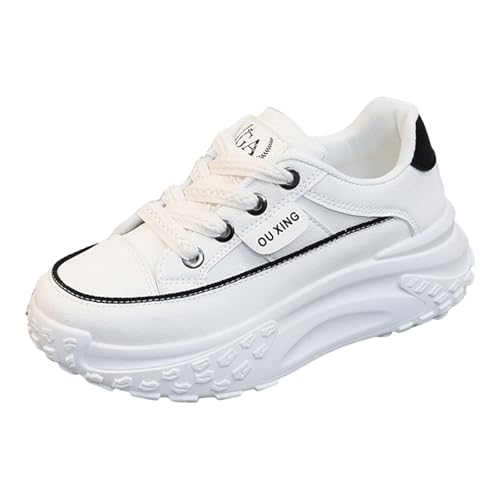 VBEDKDEB Sneaker Damen Slip on Laufschuhe Freizeitschuhe Modische Freizeitschuhe mit Dicker Sohle und erhöhter Sportsohle Elegante Sneaker Damen (White, 37) von VBEDKDEB