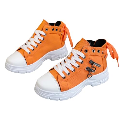 VBEDKDEB Sneaker Damen Slip on Laufschuhe Slipper Trendy und modische Freizeitschuhe mit Dicker Sohle in großen Größen Damen Laufschuhe Mit Guter Dämpfung (Orange, 38) von VBEDKDEB
