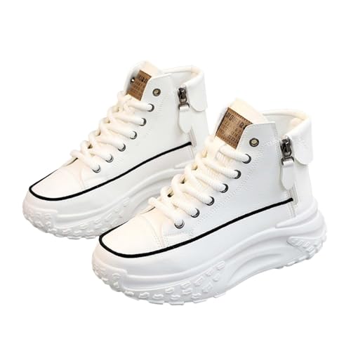 VBEDKDEB Sneaker Damen Slip on Slipper Laufschuhe Modische Freizeitschuhe mit Dicker Sohle und runder Spitze Business Schuhe Damen (White, 36) von VBEDKDEB