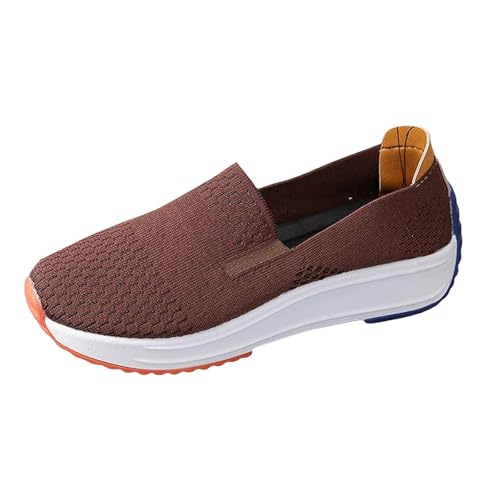 VBEDKDEB Sneaker Damen Slip on Slipper Sportschuhe Loafer, lässige, Bequeme und leichte Slip On Sneakers, Flache Wanderschuhe Damen Sneakers (Brown, 39) von VBEDKDEB