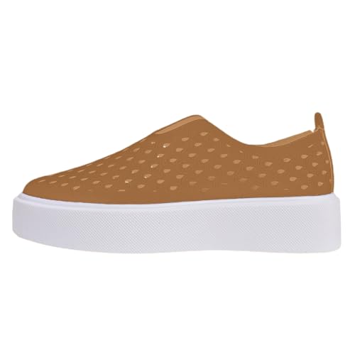 VBEDKDEB Sneaker Damen Slip on Turnschuhe Laufschuhe Große Damenschuhe mit hohler, Dicker Sohle, Einzelschuhe weicher Stufen Slip On Sneaker Damen (Brown, 42) von VBEDKDEB