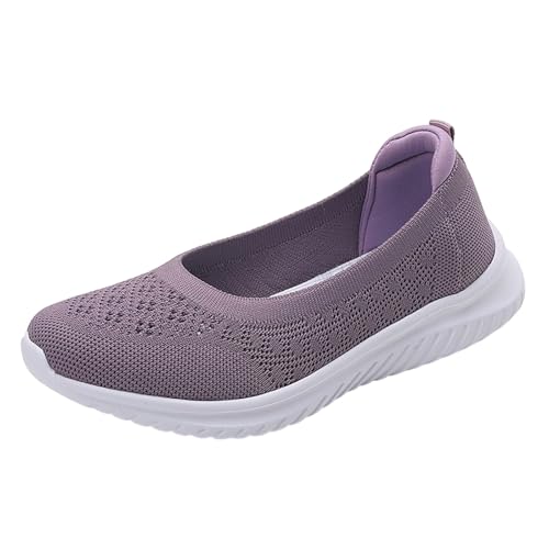 VBEDKDEB Sneaker Damen Slip on Turnschuhe Slipper Damen Wanderschuhe, Schlupfschuhe, lässige Sneakers, atmungsaktive Mesh Schuhe Sneaker Damen Elegant (Purple, 42) von VBEDKDEB