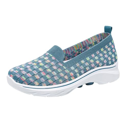 VBEDKDEB Sneaker Damen Slip on Turnschuhe Slipper Frühlings Sommermode, Mesh, perforiert, atmungsaktiv, Freizeitschuhe, Slip on Schuhe in einfarbiger Farbe Sneaker & Sportschuhe Für Damen (Blue, 38) von VBEDKDEB