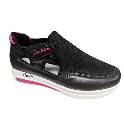 VBEDKDEB Sneaker Damen Slip on Turnschuhe Sportschuhe Atmungsaktive Netzschlaufengröße Große Schuhe Hakenabsatz Bequeme, lässige, Flache Damenturnschuhe Plateau Sneaker Damen (38) von VBEDKDEB