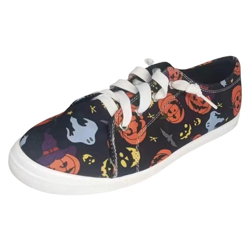 VBEDKDEB Sneaker Damen Slipper Laufschuhe Freizeitschuhe Damenschuhe Bequeme Freizeitschuhe mit weicher Sohle Modische Halloween Print Weiße Damen Sneaker (38) von VBEDKDEB