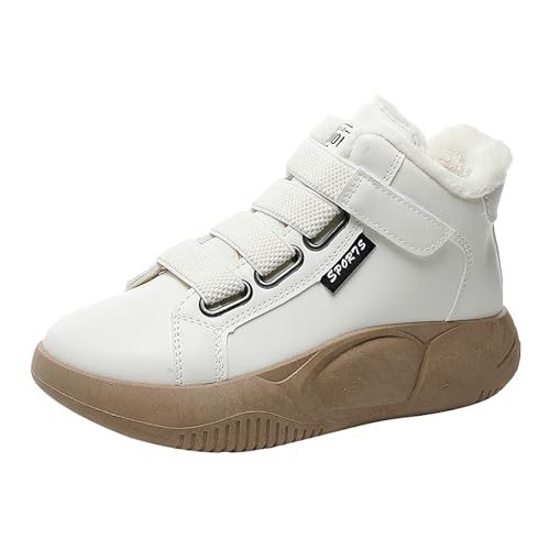 VBEDKDEB Sneaker Damen Slipper Laufschuhe Freizeitschuhe Sneakers mit Dicker Sohle, Freizeitschuhe für Damen, Sportschuhe, Kurze Stiefel, High Top, Weisses Sneaker Damen (White, 39) von VBEDKDEB