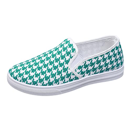 VBEDKDEB Sneaker Damen Slipper Slip on Laufschuhe Bequeme, rutschfeste, atmungsaktive, weiche Sohle, leichte, lässige Segeltuchschuhe Slipper Damen (Green, 39) von VBEDKDEB
