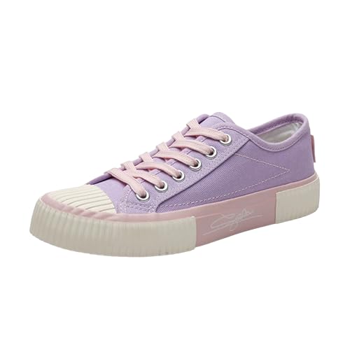 VBEDKDEB Sneaker Damen Slipper Sportschuhe Laufschuhe Bequeme leichte Wanderschuhe, Canvas Schuhe, Schnürschuhe, atmungsaktive Freizeitschuhe, weiße Leichte Sneaker Damen (Purple, 39) von VBEDKDEB