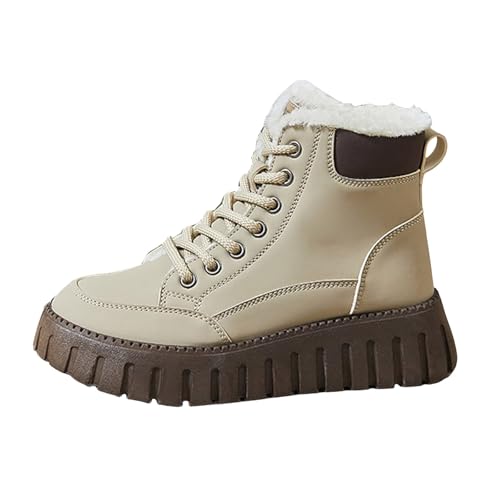 VBEDKDEB Sneaker Damen Slipper Sportschuhe Turnschuhe Damen Herbst und Winter Dicke Sohle Höhe Erhöhen Samt Warme High Top Mode Casual Sneakers Board Schuhe Fitness Schuhe Damen Gym (Khaki, 40) von VBEDKDEB