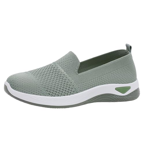 VBEDKDEB Sneaker Damen Slipper Turnschuhe Freizeitschuhe Damen Herbstschuhe Mamaschuhe Flacher Mund Vielseitige Freizeitschuhe Stepping Damenschuhe Damensneaker Sommer (Green, 41) von VBEDKDEB