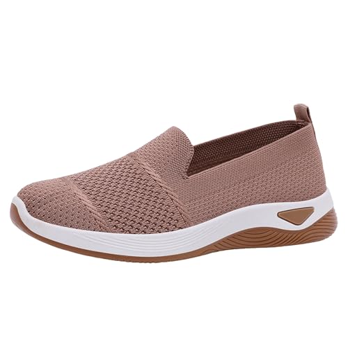 VBEDKDEB Sneaker Damen Slipper Turnschuhe Freizeitschuhe Damen Herbstschuhe Mamaschuhe Flacher Mund Vielseitige Freizeitschuhe Stepping Damenschuhe Damensneaker Sommer (Khaki, 41) von VBEDKDEB
