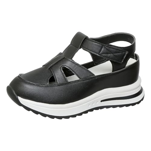 VBEDKDEB Sneaker Damen Slipper Turnschuhe Laufschuhe Hohle Mode Damen Sportschuhe Volltonfarbe Leder Oberbekleidung Geschlossene Zehen Freizeitschuhe Damen Sneaker Blau (43) von VBEDKDEB