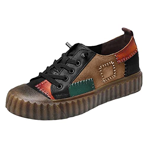 VBEDKDEB Sneaker Damen Slipper Turnschuhe Sportschuhe Frühling britische Vintage handgefertigte Farbblockierungsschuhe Gymnastikschuhe Damen (39) von VBEDKDEB