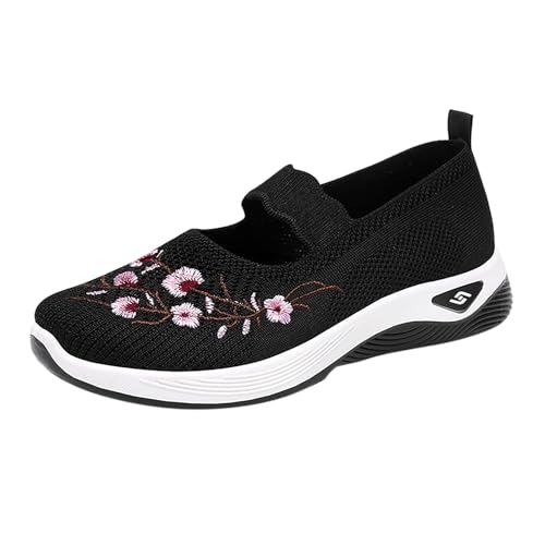 VBEDKDEB Sneaker Damen Sportschuhe Laufschuhe Slipper Damen Bestickte Casual Einzelschuhe Leichte Atmungsaktive Slip On Mesh Sneakers Weisse Sneakers Damen (38) von VBEDKDEB