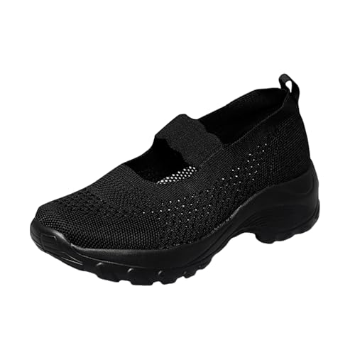 VBEDKDEB Sneaker Damen Sportschuhe Laufschuhe Slipper Leichte Bequeme Slip On Wanderschuhe mit elastischer Sohle, Freizeitschuhe für Damen Dicker Mesh Schuhe Ortho Care Schuhe Damen (37) von VBEDKDEB