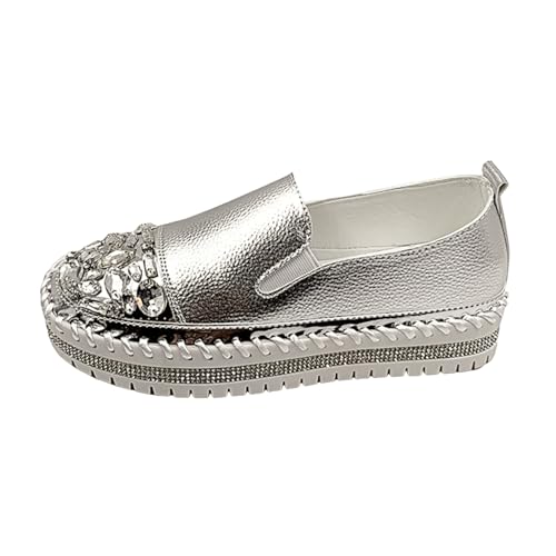 VBEDKDEB Sneaker Damen Sportschuhe Slipper Laufschuhe Einsatz massivem mit Strassverzierung, Dicke Sohle, lässige Einzelschuhe Leinenschuhe Damen (42) von VBEDKDEB